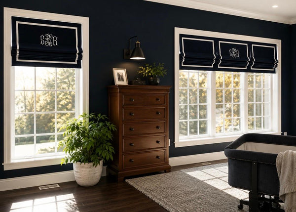 Roman Shade #LD115  (Monogrammed, Banded in Ribbon)