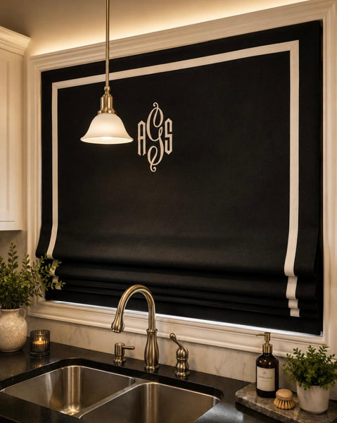 Roman Shade #LD115  (Monogrammed, Banded in Ribbon)