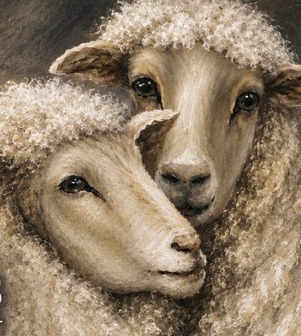 Canvas Print 11" X 14" - Two Peaceful Sheep  (Healing Art)