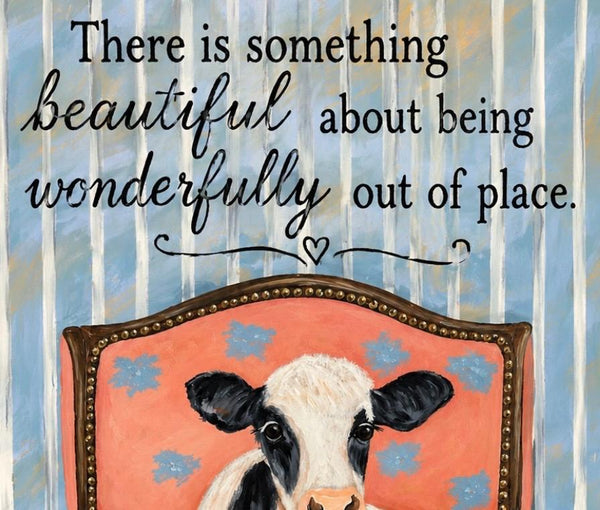 5' X 7" Framed Art - Cow Relaxing