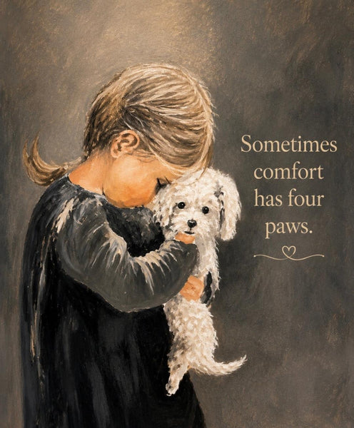 Canvas Print 11" X 14" - Little Girl with Her Puppy - (Healing Art)