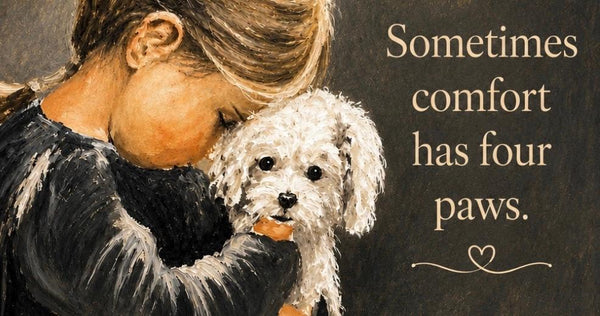 Canvas Print 11" X 14" - Little Girl with Her Puppy - (Healing Art)