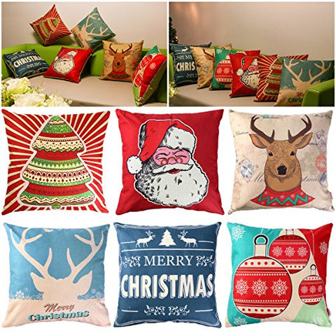 UNOMOR Christmas Pillow Covers for Sofa Bedroom Home Décor – Set of 6 (18’’ X 18’’)