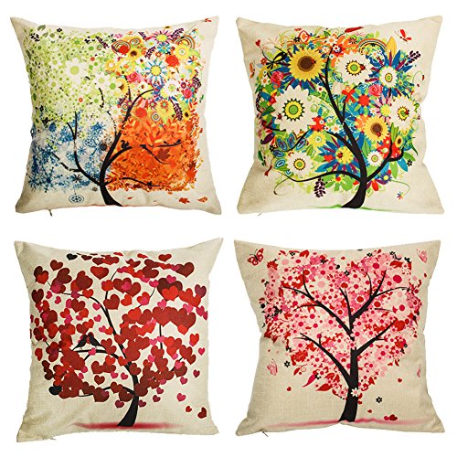 Under the Tree Throw Pillow Covers Decorative Pillowcases 18x18inch (4 pieces set)