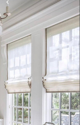 Info #600 NEW Light-Weight Linen Roman Shade  (Ribbon)