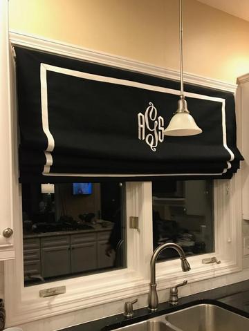 Roman Shade #LD115  (Monogrammed, Banded in Cotton Webbing)